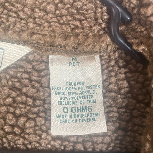 L.L. Bean Faux Fur lined Suede Winter Jacket Brown Womens size medium Petite - Picture 10 of 11